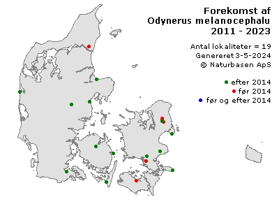 Odynerus melanocephalus - udbredelseskort