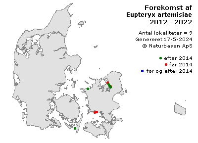 Eupteryx artemisiae - udbredelseskort