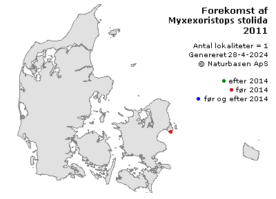 Myxexoristops stolida - udbredelseskort