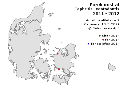Tephritis leontodontis - udbredelseskort