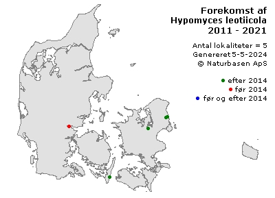 Hypomyces leotiicola - udbredelseskort