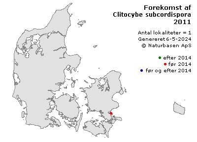 Clitocybe subcordispora - udbredelseskort