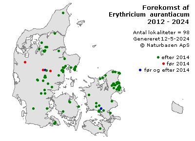 Erythricium aurantiacum - udbredelseskort