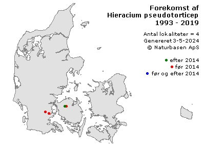 Hieracium pseudotorticeps - udbredelseskort