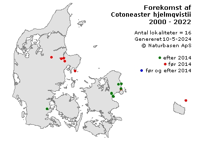 Cotoneaster hjelmqvistii - udbredelseskort