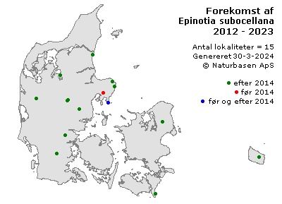 Epinotia subocellana - udbredelseskort
