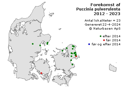 Puccinia pulverulenta - udbredelseskort