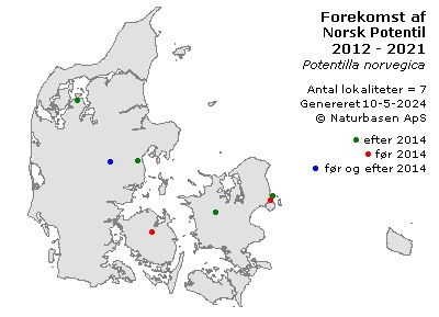 Norsk Potentil - udbredelseskort