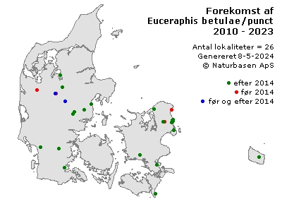 Euceraphis betulae/punctipennis - udbredelseskort