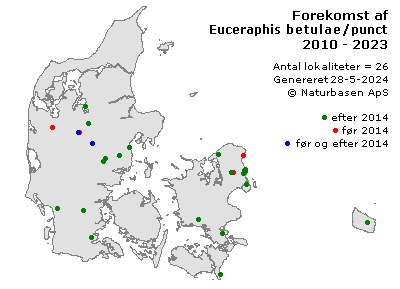Euceraphis betulae/punctipennis - udbredelseskort