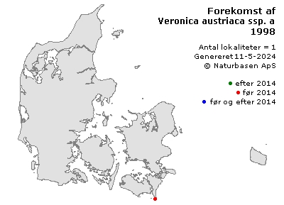 Veronica austriaca ssp. austriaca - udbredelseskort