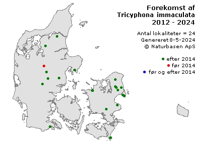 Tricyphona immaculata - udbredelseskort
