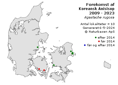 Koreansk Anisisop - udbredelseskort