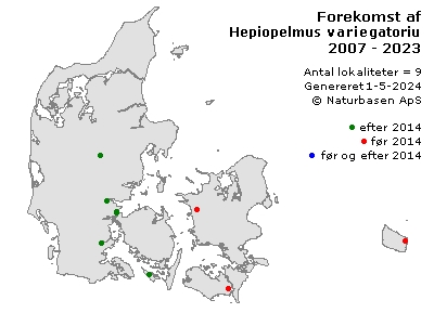 Hepiopelmus variegatorius - udbredelseskort
