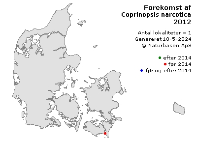 Coprinopsis narcotica - udbredelseskort