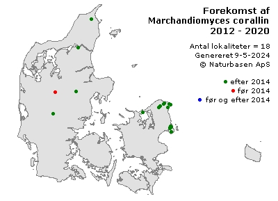 Marchandiomyces corallinus - udbredelseskort