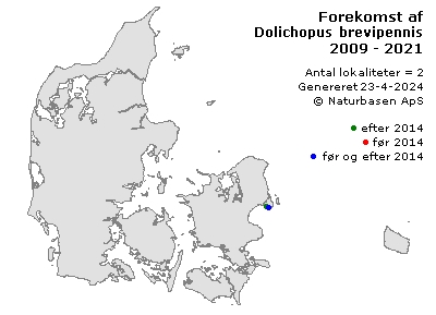 Dolichopus brevipennis - udbredelseskort