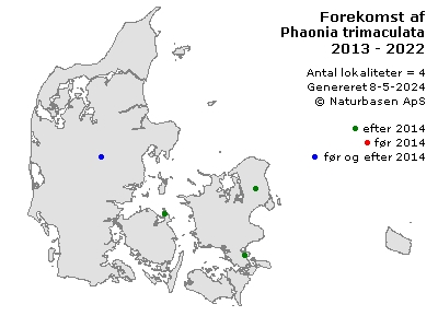 Phaonia trimaculata - udbredelseskort
