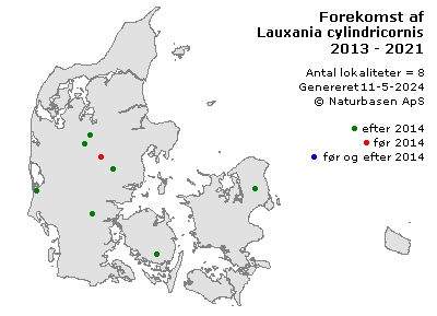Lauxania cylindricornis - udbredelseskort
