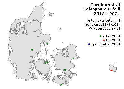 Coleophora trifolii - udbredelseskort