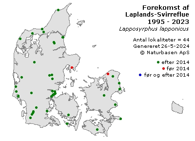 Laplands-Svirreflue - udbredelseskort