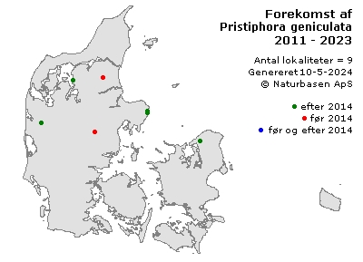 Pristiphora geniculata - udbredelseskort