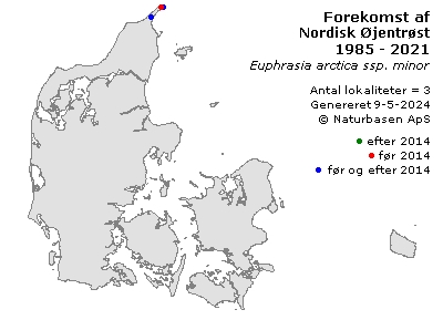Nordisk Øjentrøst - udbredelseskort