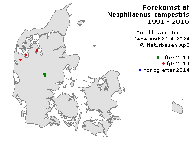 Neophilaenus campestris - udbredelseskort