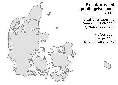 Lydella grisescens - udbredelseskort