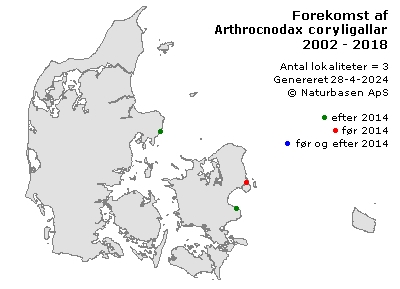 Arthrocnodax coryligallarum - udbredelseskort