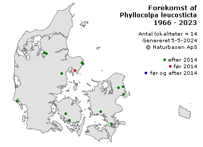 Phyllocolpa leucosticta - udbredelseskort