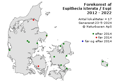 Eupithecia icterata / Eupithecia succenturiata - udbredelseskort