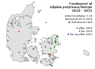 Gilpinia polytoma/hercyniae - udbredelseskort