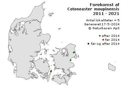 Cotoneaster moupinensis - udbredelseskort