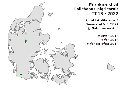 Dolichopus nigricornis - udbredelseskort