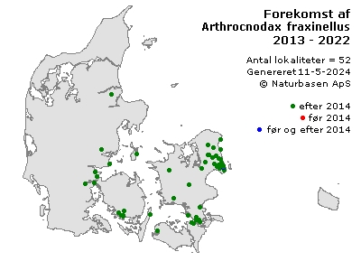Arthrocnodax fraxinellus - udbredelseskort