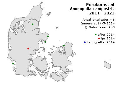 Ammophila campestris - udbredelseskort
