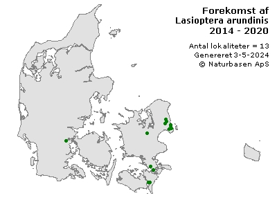Lasioptera arundinis - udbredelseskort
