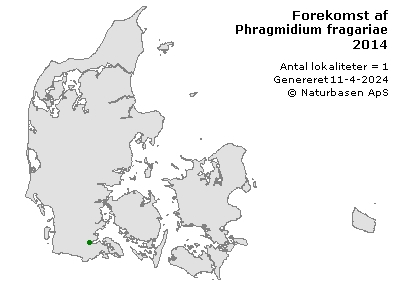 Phragmidium fragariae - udbredelseskort