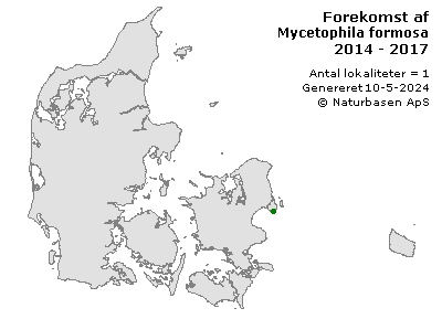 Mycetophila formosa - udbredelseskort