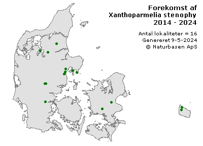 Xanthoparmelia stenophylla - udbredelseskort