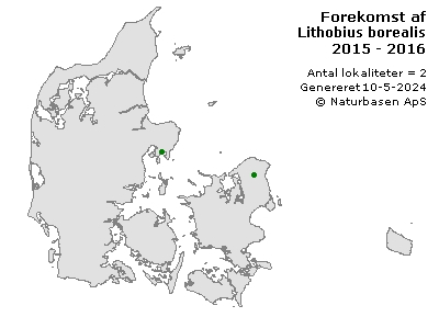 Lithobius borealis - udbredelseskort
