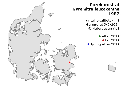 Gyromitra leucoxantha - udbredelseskort