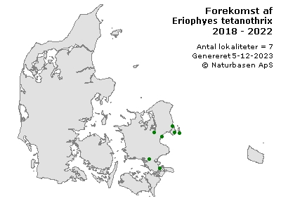 Eriophyes tetanothrix - udbredelseskort