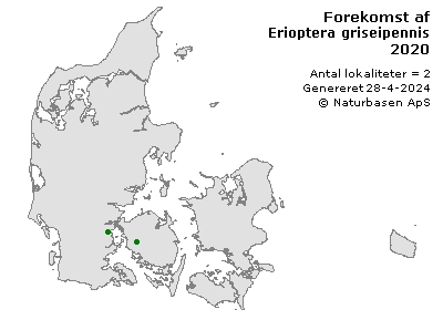 Erioptera griseipennis - udbredelseskort