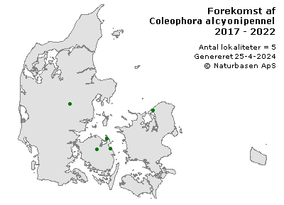 Coleophora alcyonipennella - udbredelseskort