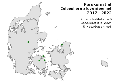 Coleophora alcyonipennella - udbredelseskort