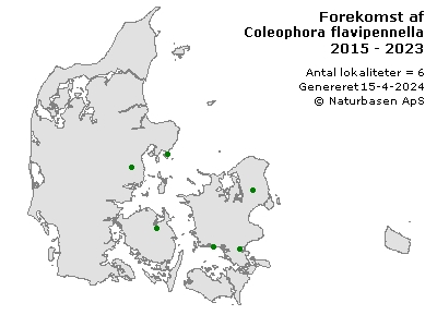 Coleophora flavipennella - udbredelseskort