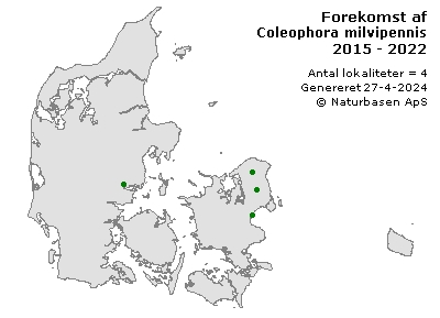 Coleophora milvipennis - udbredelseskort