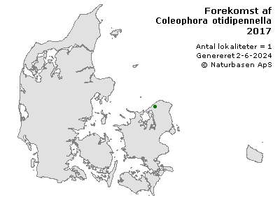 Coleophora otidipennella - udbredelseskort